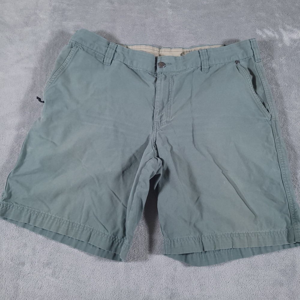 Columbia Roc II Shorts Mens 38 Faded Green Cotton Canvas Chino 9" Inseam
